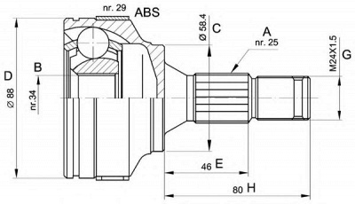 OPEN PARTS cvj529710 -  Шарнирный комплект, приводной вал